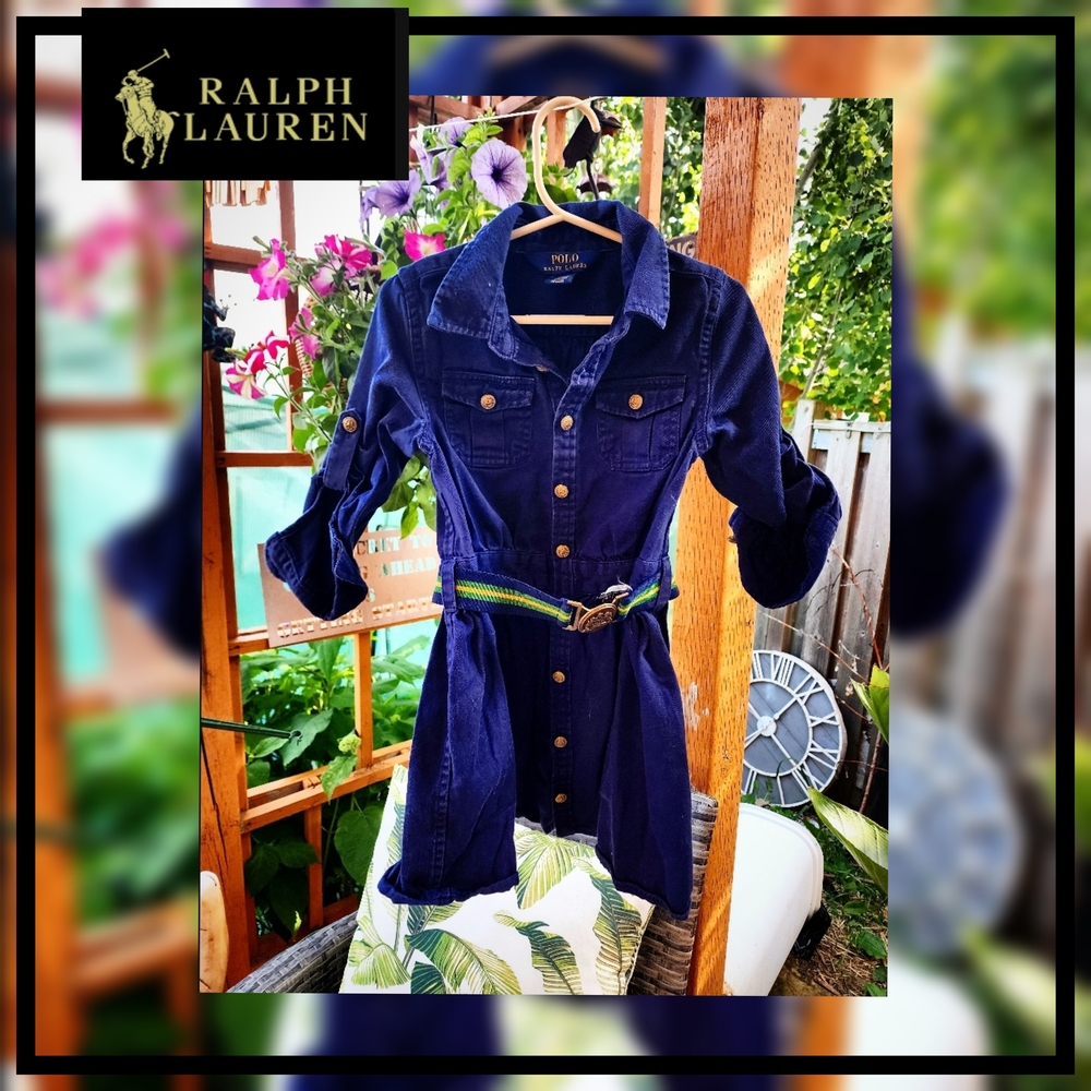 🐎 Ralph Lauren Navy Denim Chino Shirt Dress with Belt 🐎